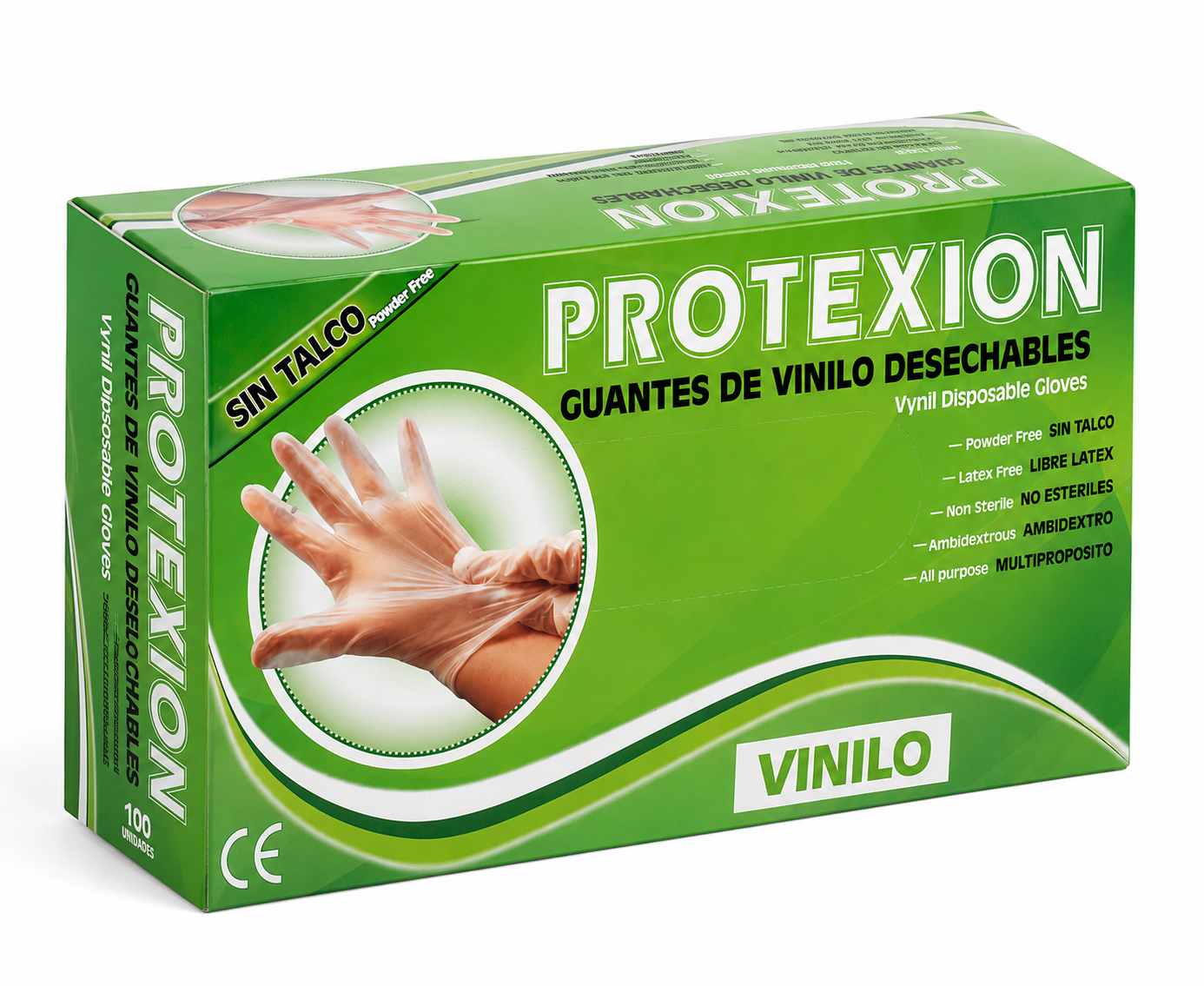 Guantes de vinilo sin talco talla M Protex caja x 100 unidades para uso clínico