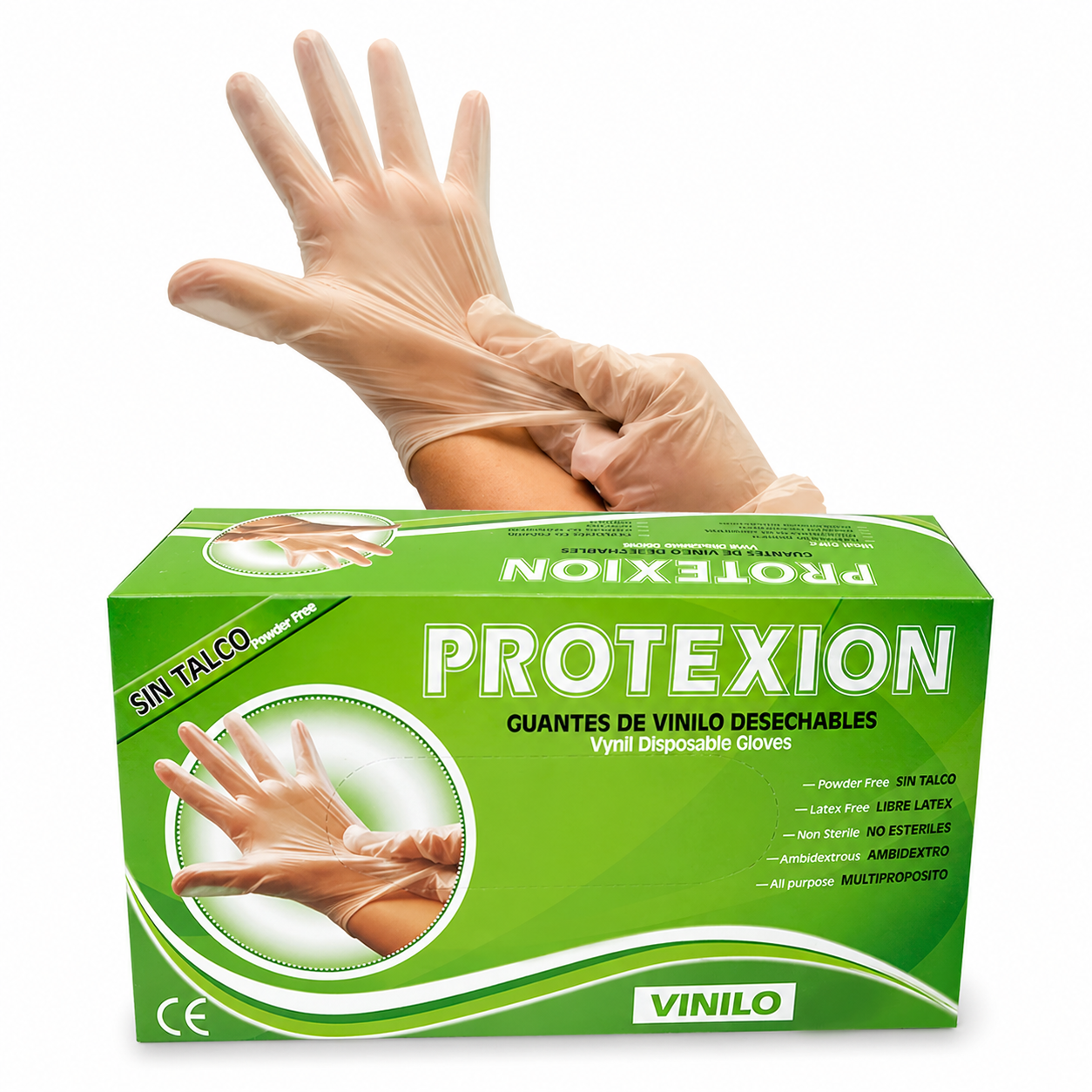 Guantes de vinilo sin talco talla S Protex caja x100 desechables para uso médico