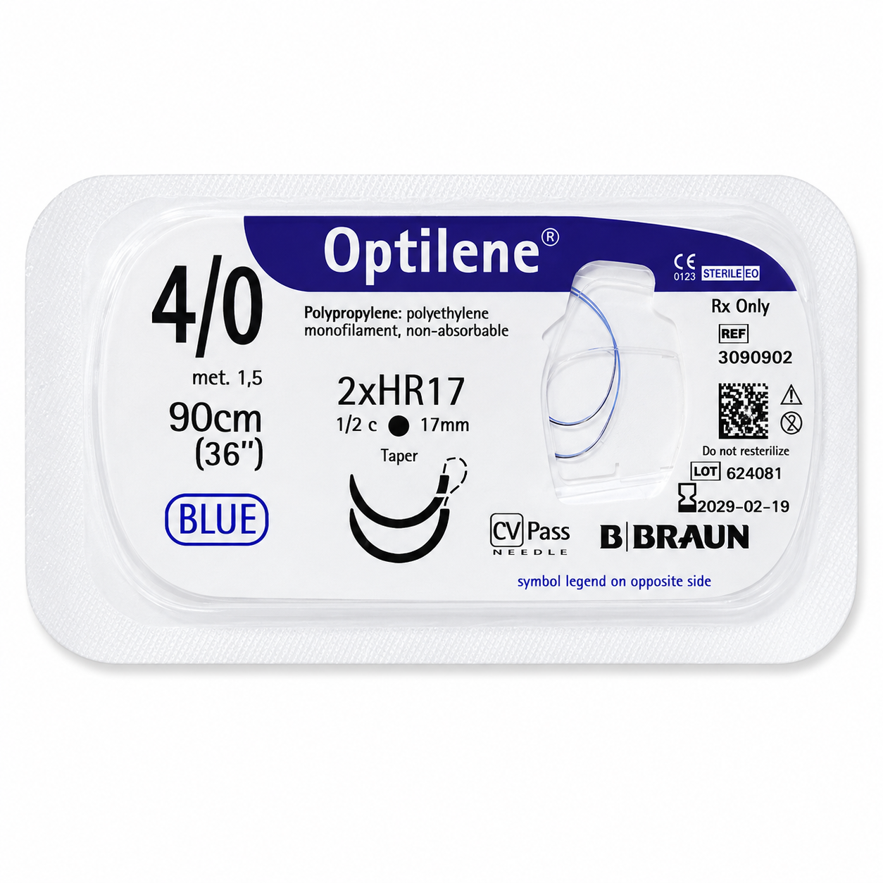 Optilene 4/0 2XHR17 Hilo Quirúrgico 90cm Braun