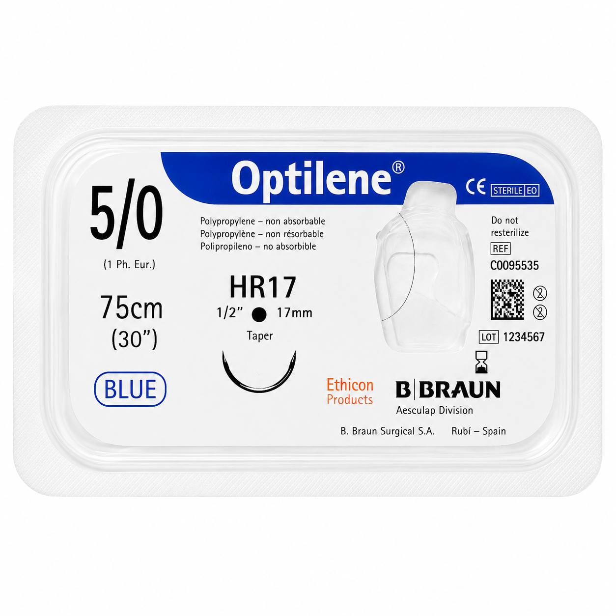Optilene 5/0 HR17 Hilo Quirúrgico 75cm Braun C0095535