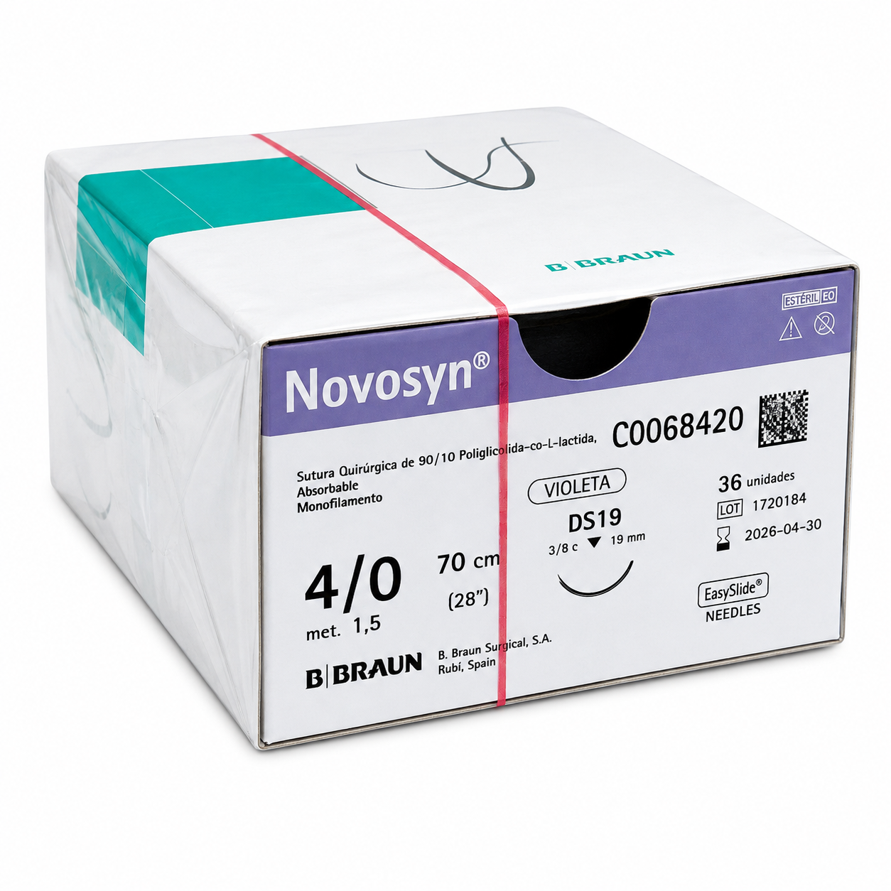 Novosyn Incoloro 4/0 Hilo Quirúrgico 70cm - Braun