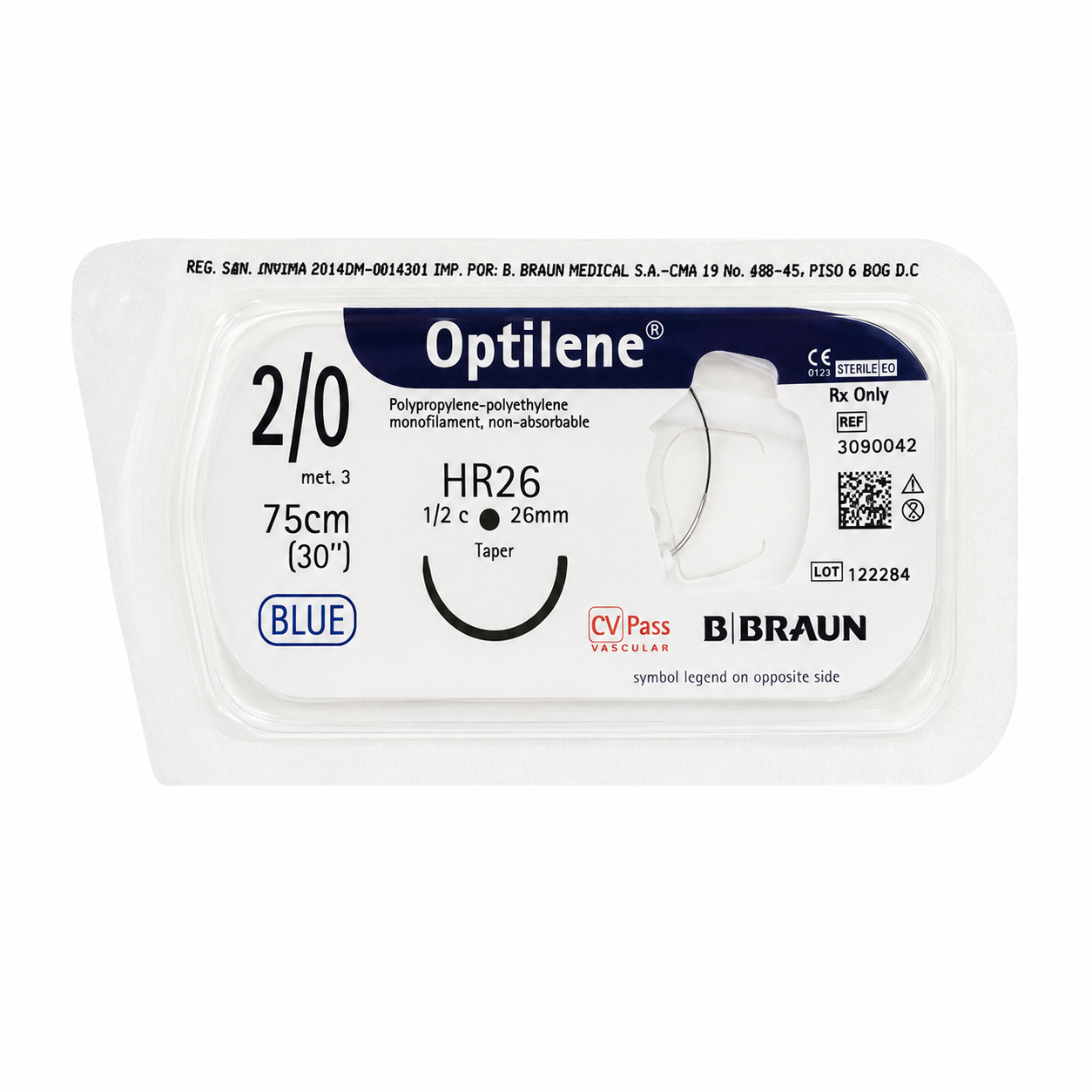 Braun Optilene 2/0 HR26 Hilo Quirúrgico 75cm