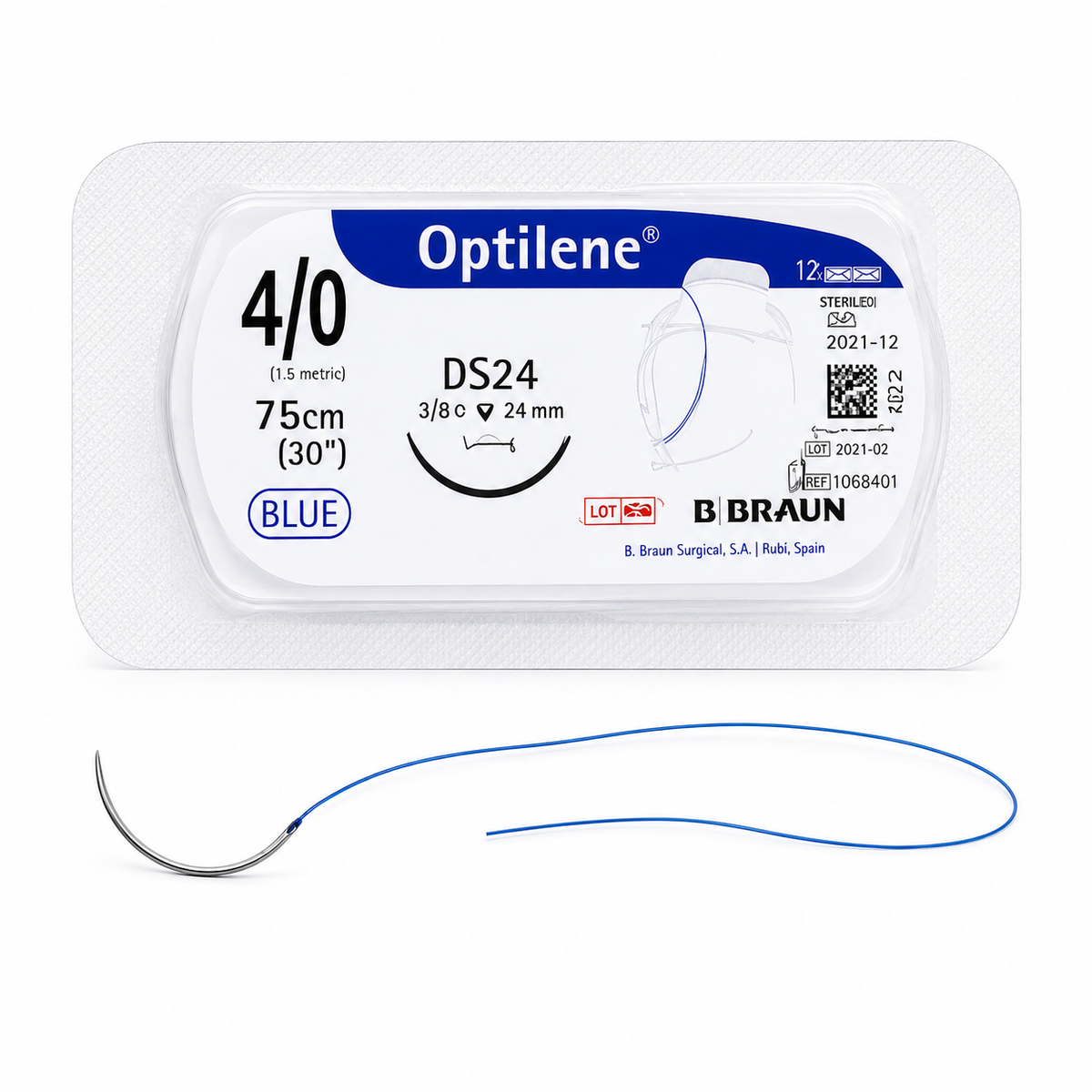 Hilo Quirúrgico 75cm Braun Optilene 4/0 DS24