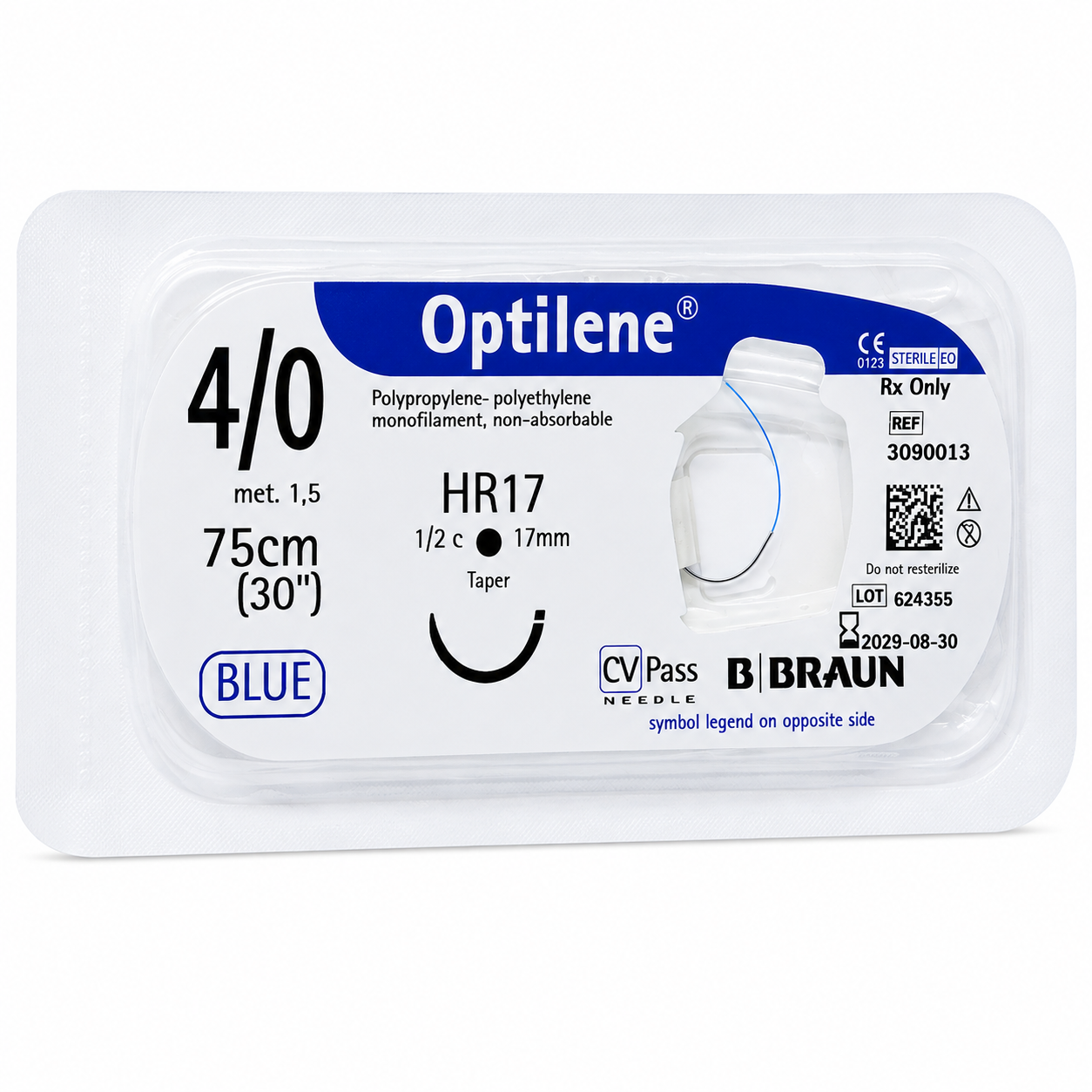 Braun Optilene 4/0 HR17 Hilo Quirúrgico 75cm
