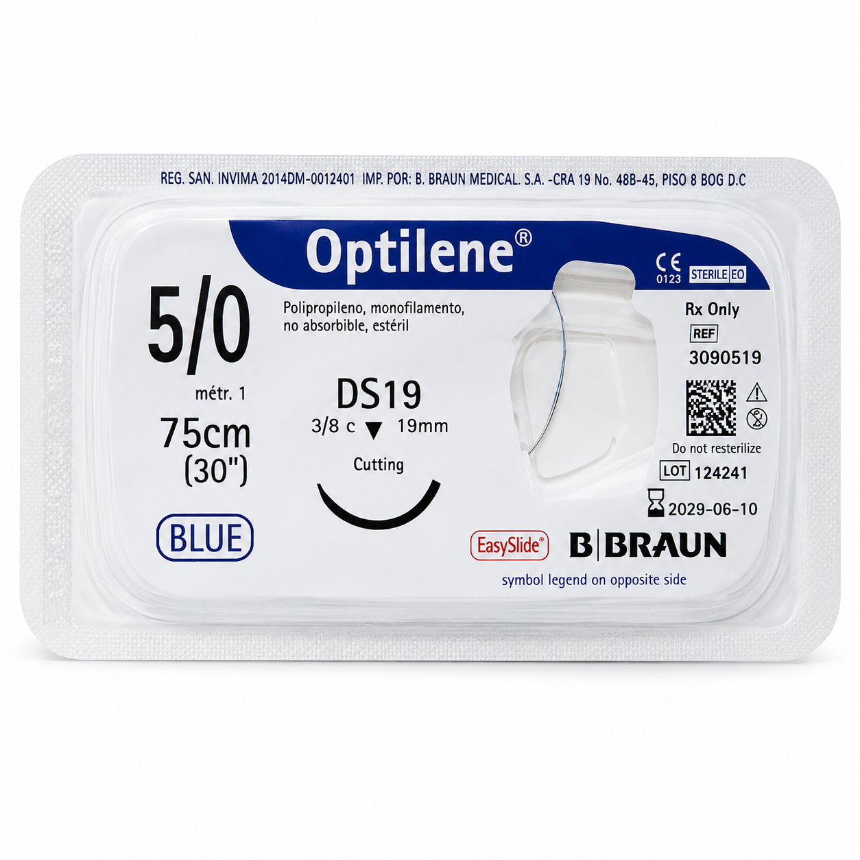 Braun Optilene 5/0 DS19 Hilo Quirúrgico 75cm