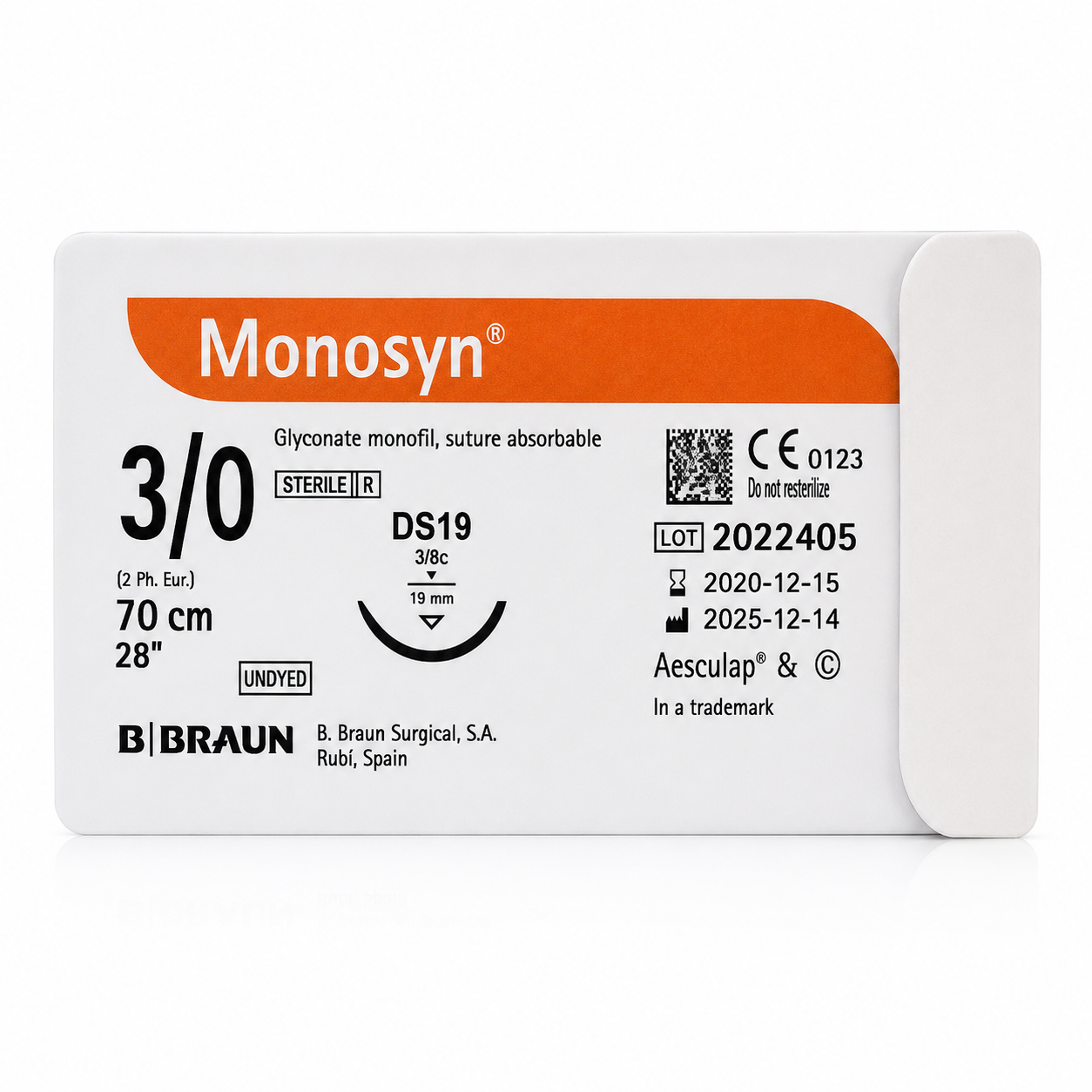 Monosyn Undyed 3/0 Hilo Quirúrgico 70cm DS19 RCP