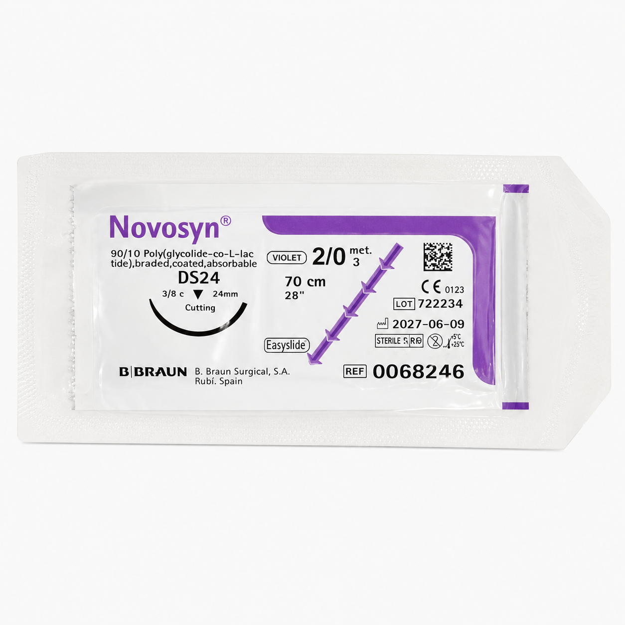 Novosyn Violeta 2/0 DS24 Hilo Quirúrgico 70cm