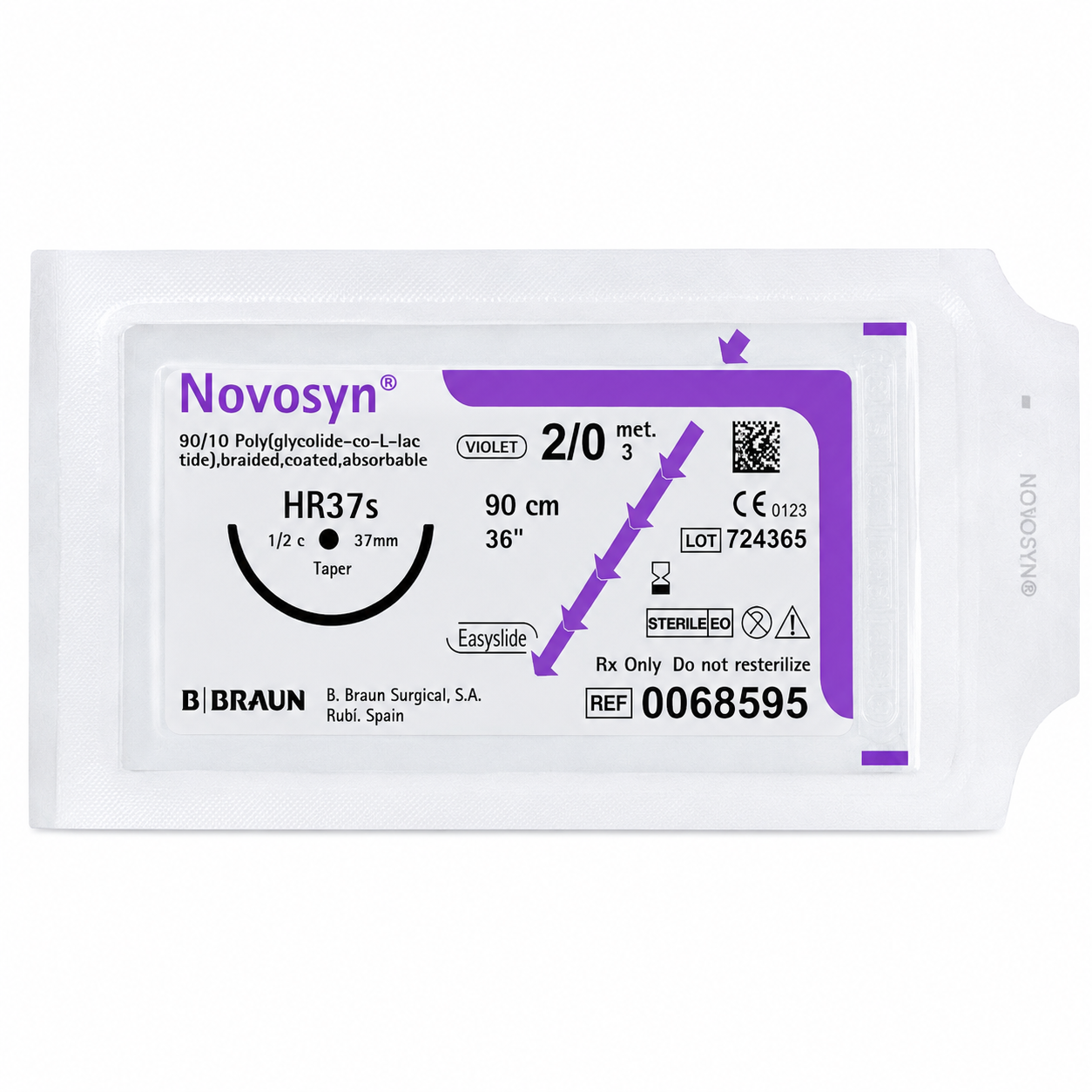 Novosyn Violeta 2/0 HR37S Hilo Quirúrgico 90cm