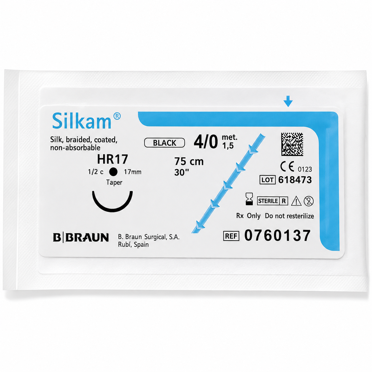 Seda SilkAM 4/0 HR17 X 75cm Braun - Hilo Quirúrgico Premium