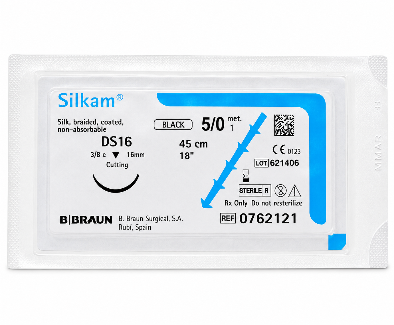 Seda SilkAM 5/0 DS16 X 45cm Braun - Hilo Quirúrgico Premium
