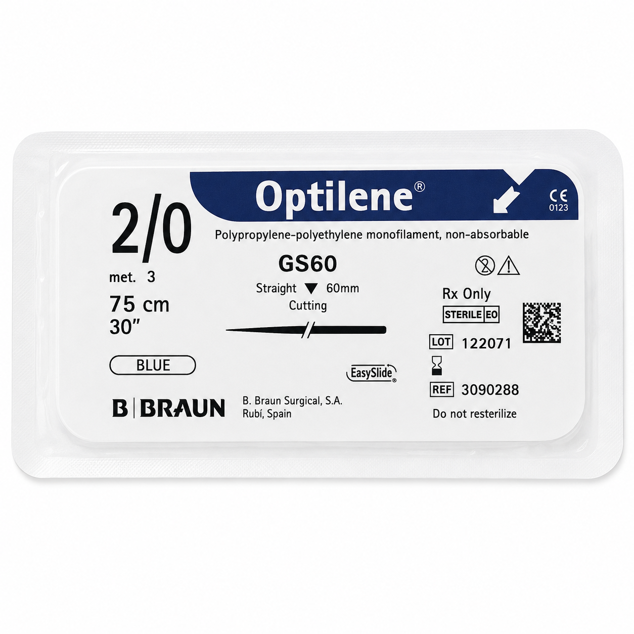 OPTI-LENE 2/0 GS60 - 75cm - Hilo de Sutura Braun