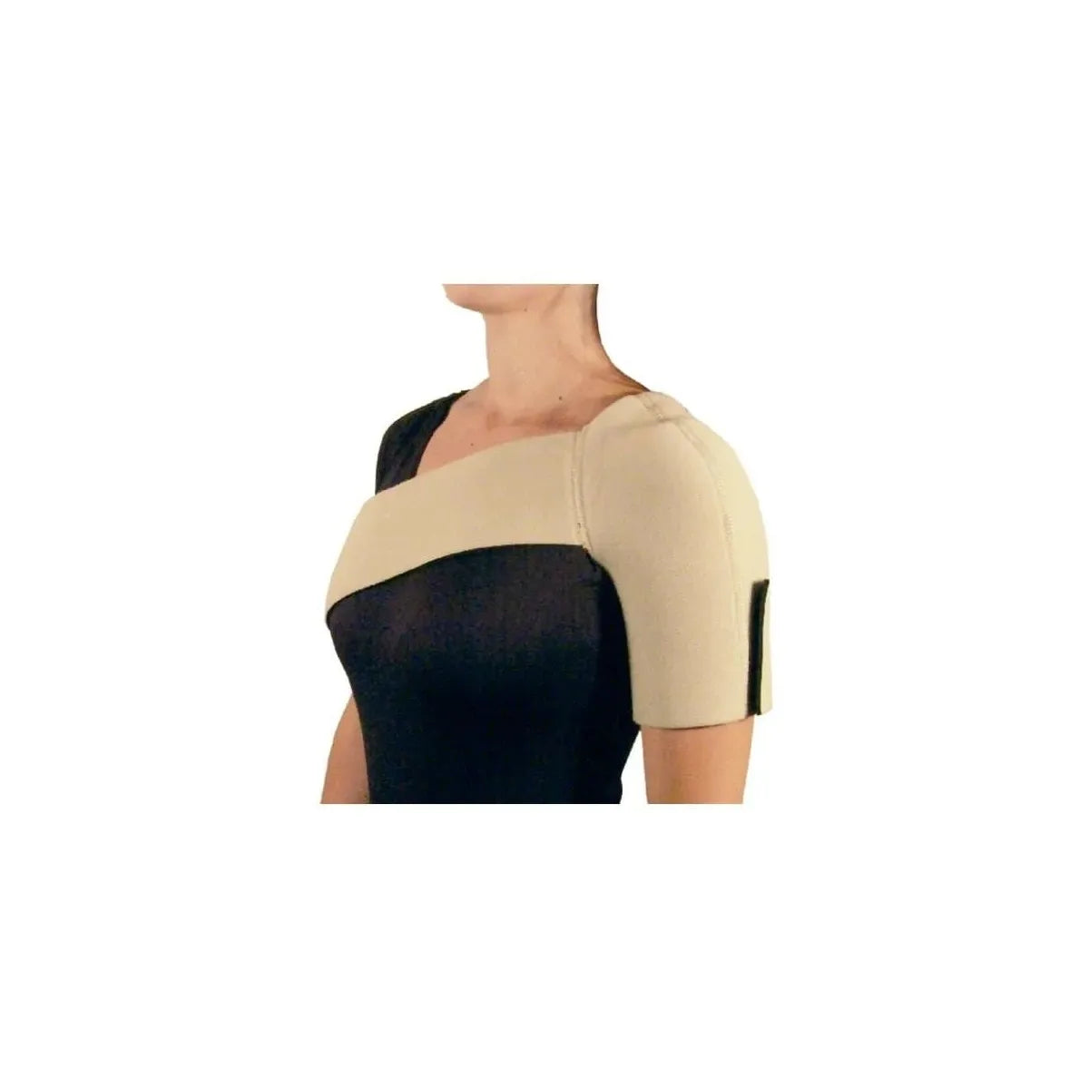 Hombrera de neopreno, marca no especificada, modelo ortesis de hombro, color negro, diseñada para estabilidad y calor terapéutico.