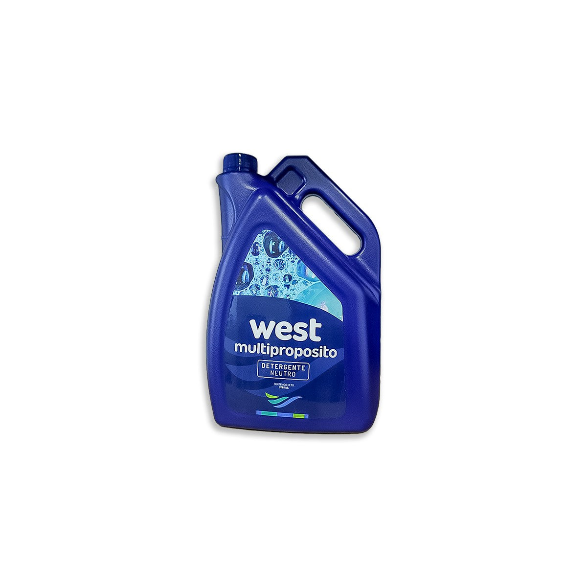 Detergente líquido neutro concentrado West Multipropósito, color amarillo translúcido, en envase rígido de 3.785 L, ideal para limpieza de superficies.