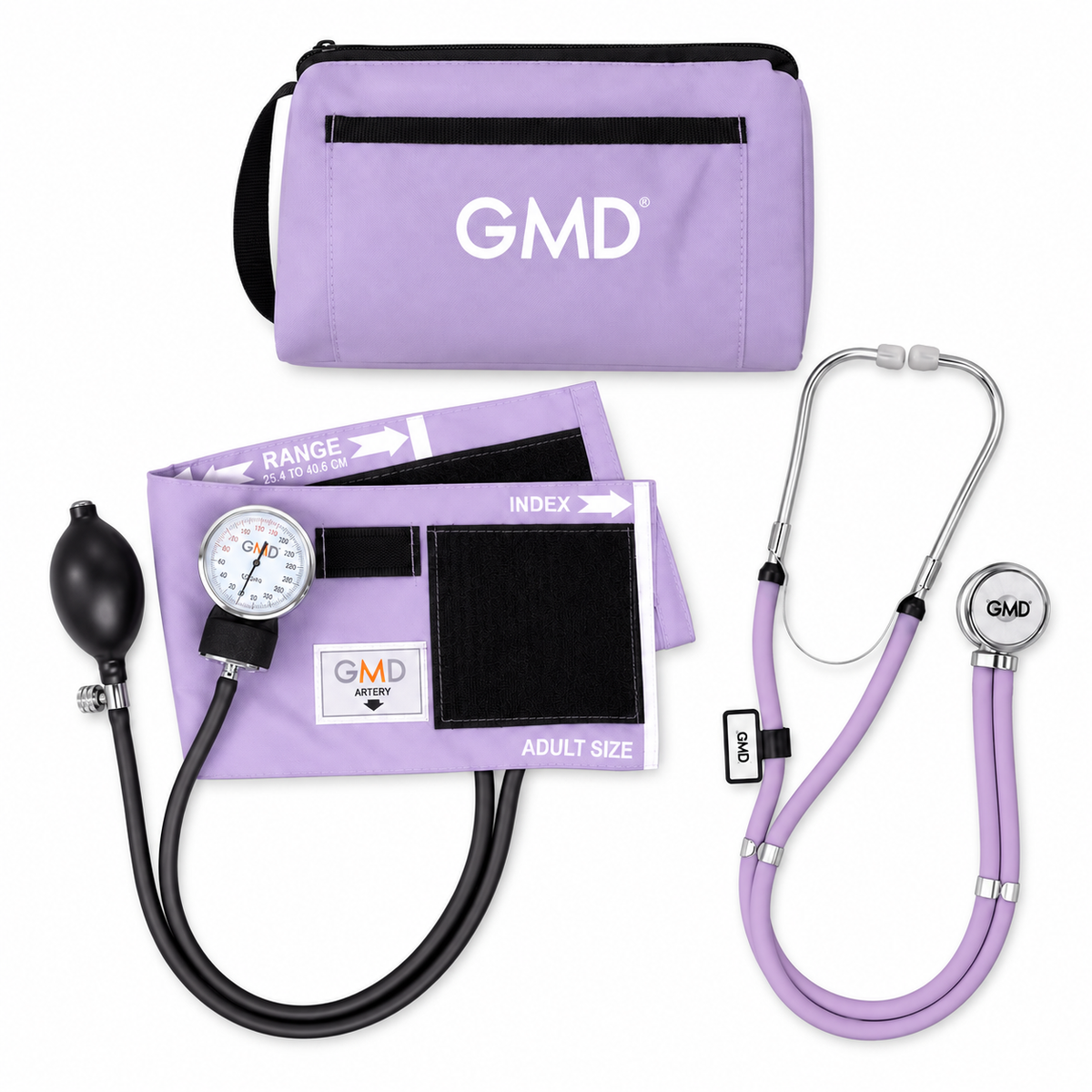 Kit con tensiómetro y fonendoscopio Rappaport de doble campana, diseñado para apoyar la medición de presión arterial y la auscultación clínica.