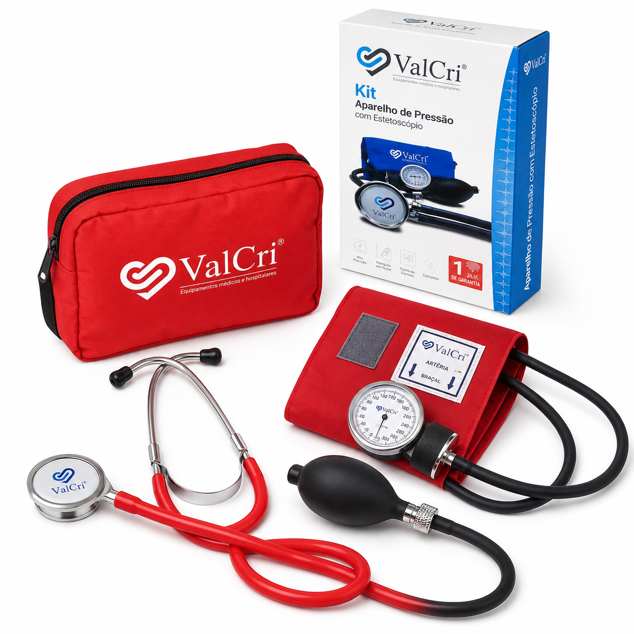 Kit De Tensiómetro Y Fonendoscopio Rojo Ref.BK2002KITB - Valcri