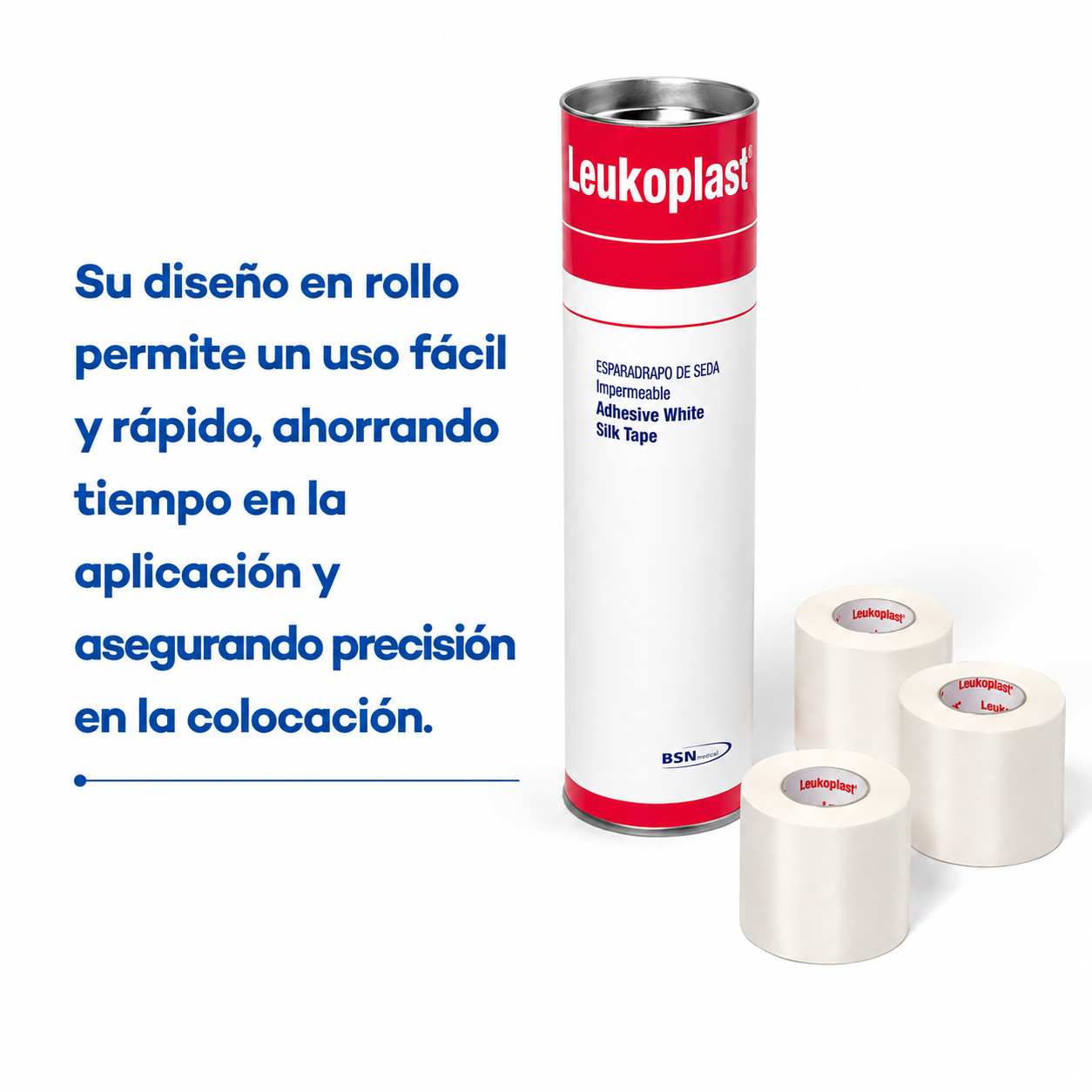 Leukoplast TH Especial 2 pulgadas TBO con mensaje sobre fijación segura y duradera de gasas y apósitos en presentación comercial
