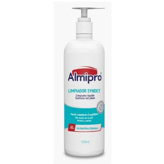 Limpiador líquido Syndet de 500 ml de la marca San Jorge, envase plástico transparente, color azul claro, con tapa a rosca.