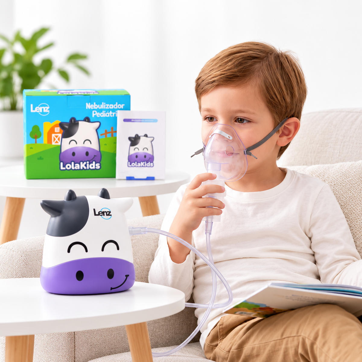 Nebulizador recargable LolkaKids referencia A500LWDC05 para uso pediátrico, práctico para apoyar terapias de nebulización infantil.