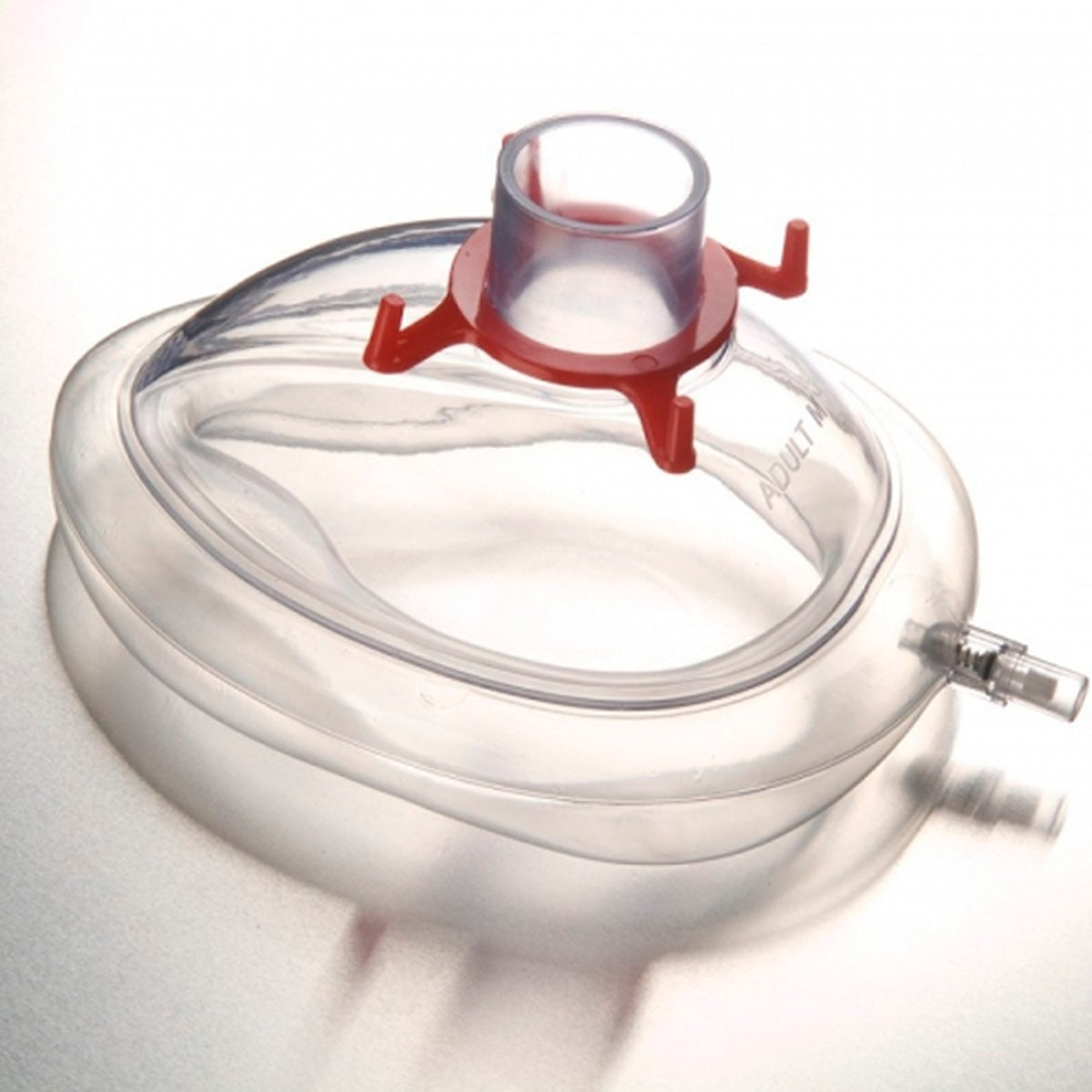 Mascarilla de anestesia desechable GHC 63-434A, fabricada en vinilo suave y transparente, con colchón de aire y válvula de inflado.