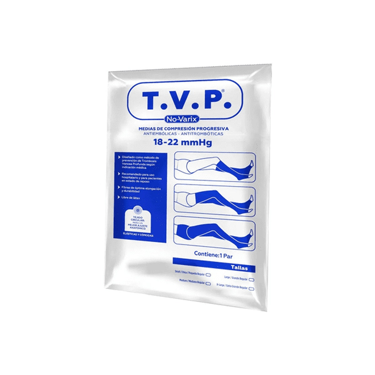 Media antiembólica de rodilla No-Varix White, talla pequeña, fabricada en elastano y nylon, diseñada para mejorar la circulación sanguínea.