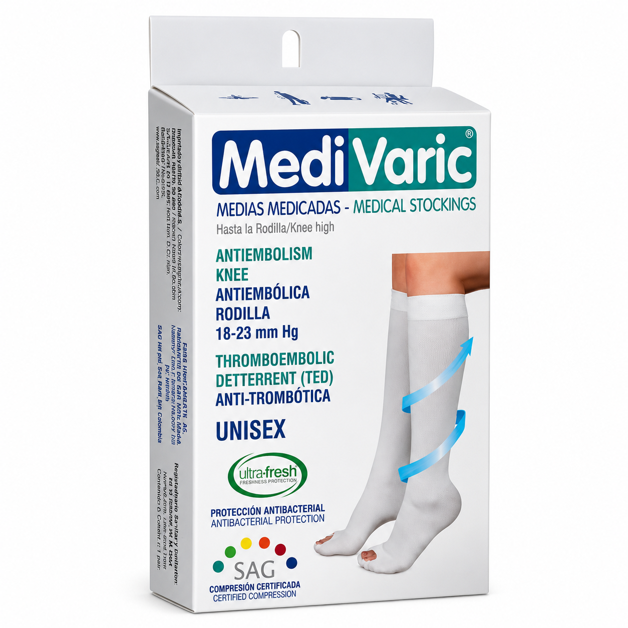 Media Antiembólica Unisex Rodilla M Blanca Ref. 4463P0202 - Medivaric