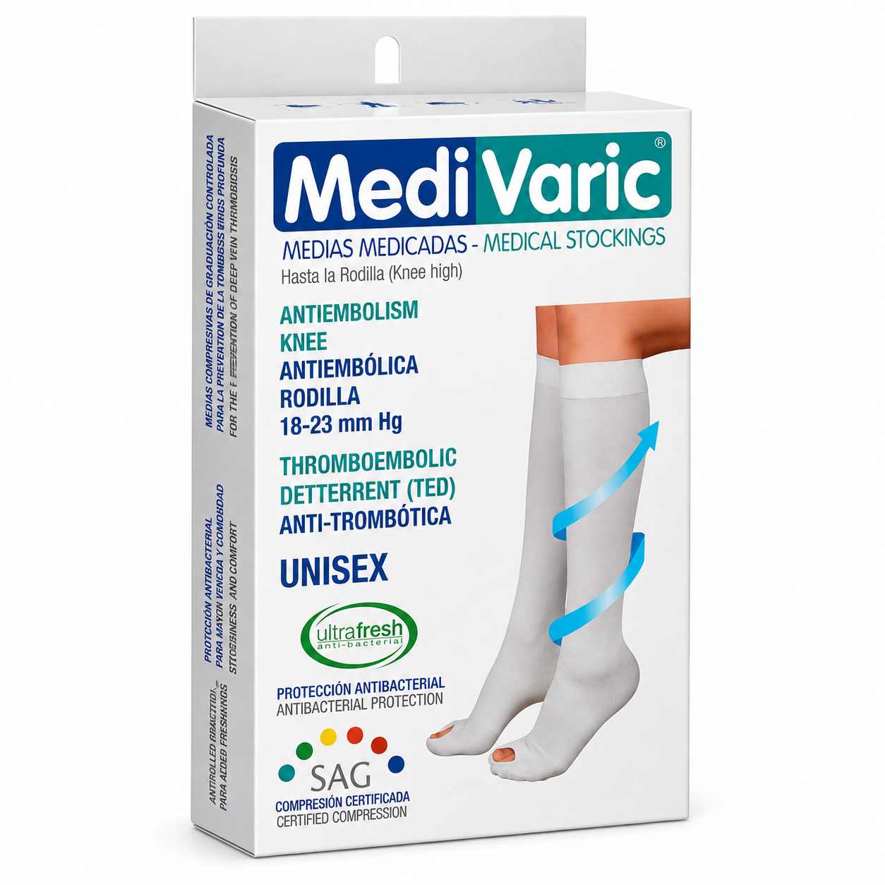 Media De Compresión Antiembólica Unisex Rodilla T-XL - Medivaric