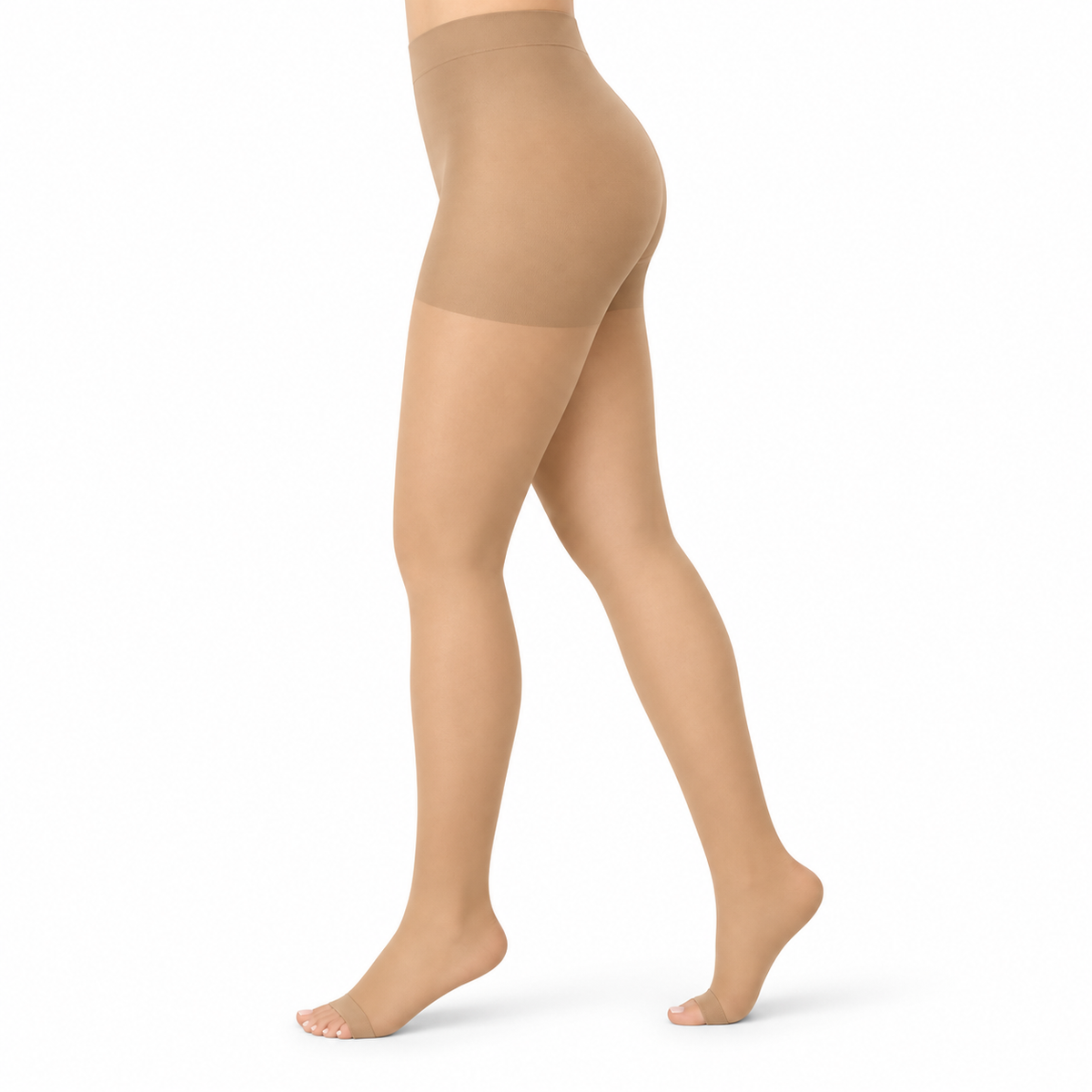 Media de compresión para dama Medivaric talla M, color Sahara y diseño con dedos libres, diseñada para brindar soporte, ajuste y comodidad durante el uso diario.