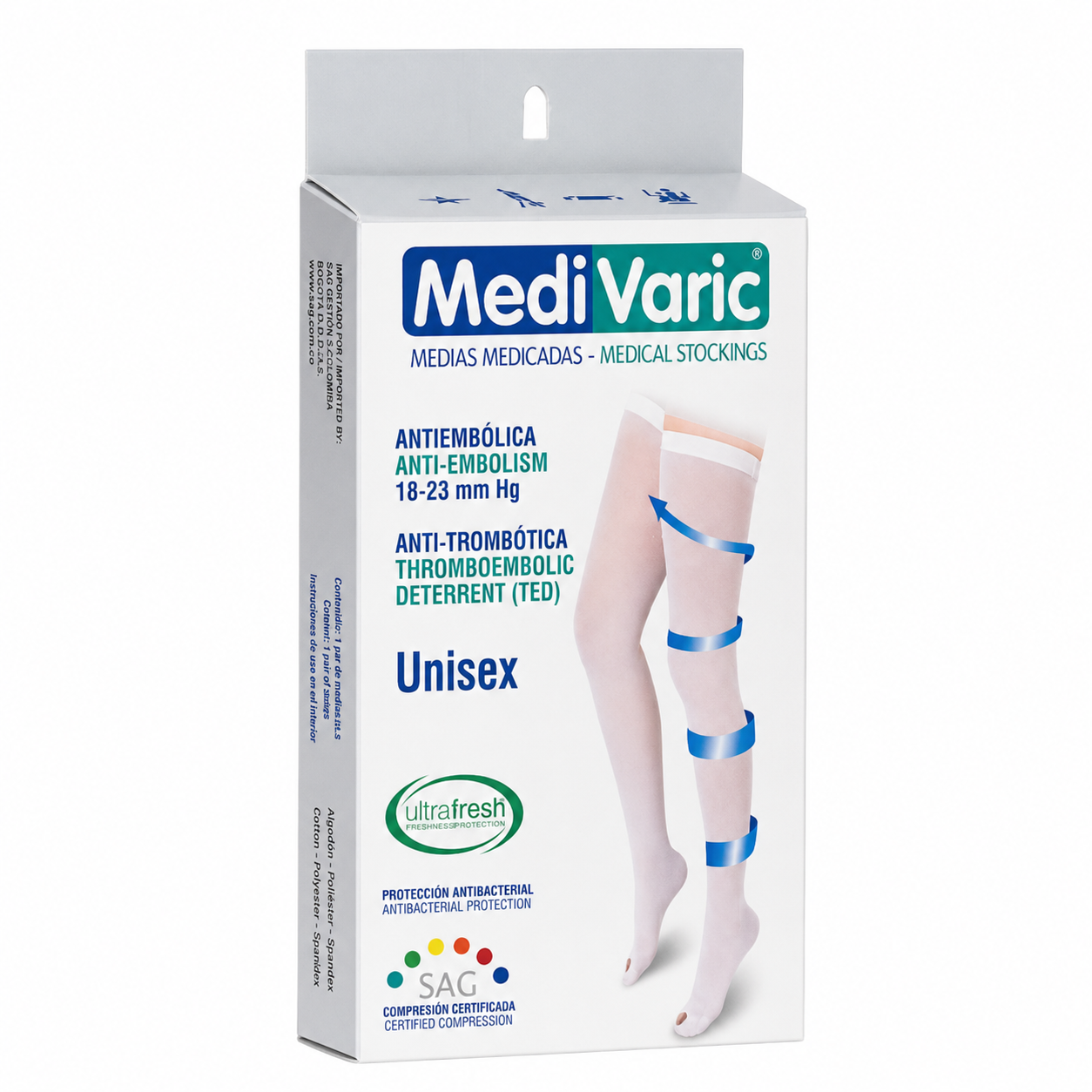 Media De Compresión Unisex Muslo T-M Blanca - Medivaric