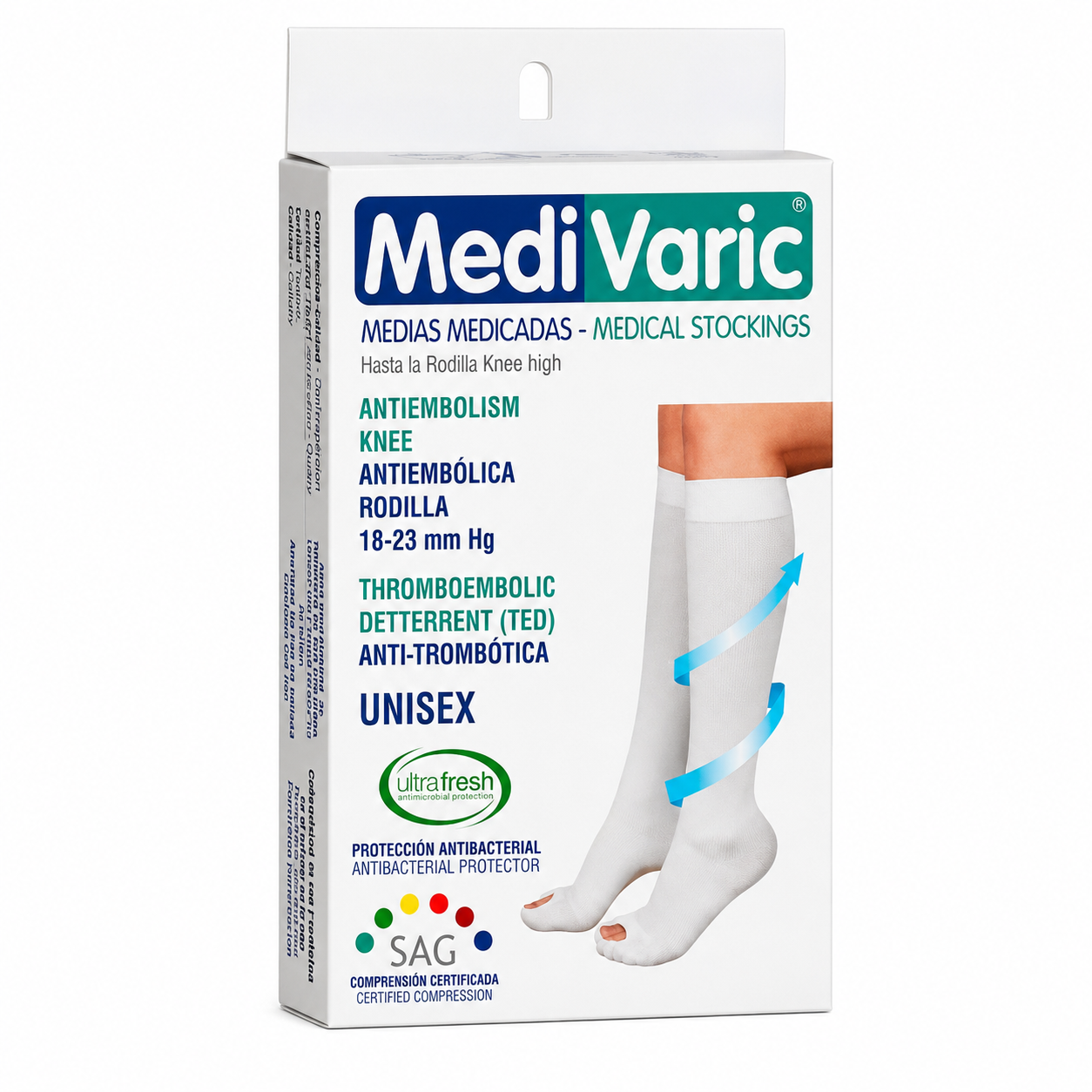Media Unisex Rodilla Antiembólica S Blanca - Medivaric