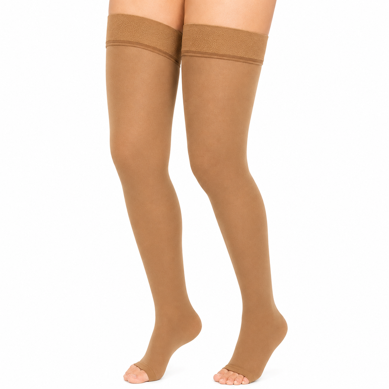 Medias de compresión Medivaric hasta el muslo, opacas, 20-30 mmHg, unisex, talla XL color beige.