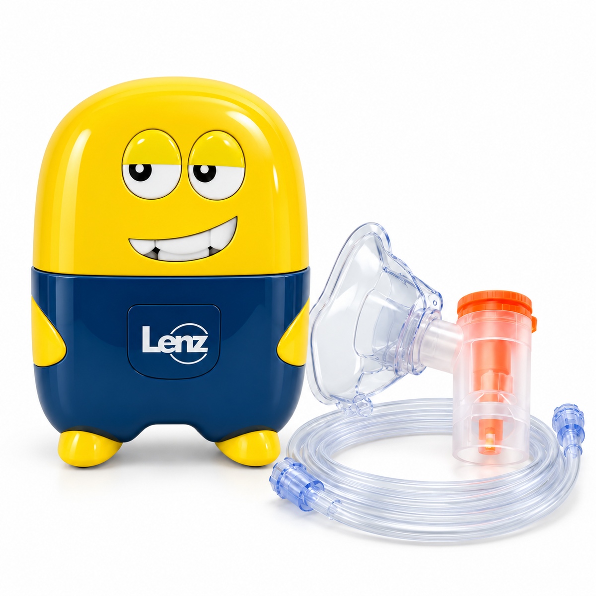 Nebulizador pediátrico portátil Miniokid WHB03 de Lenz, con diseño compacto y recargable para uso infantil.