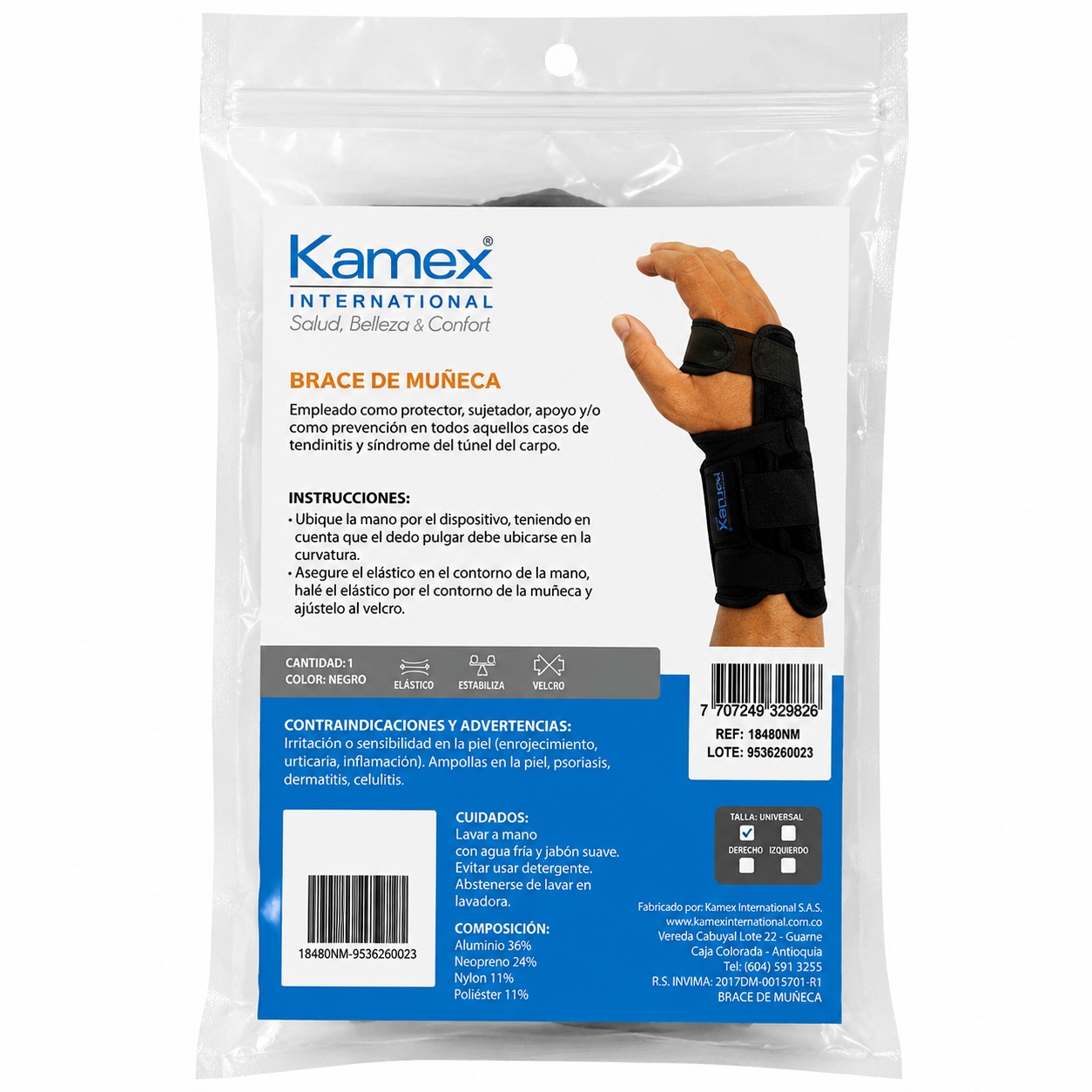 Brace Muñeca Universal 18480NM Derecho Para Tunel Carpiano