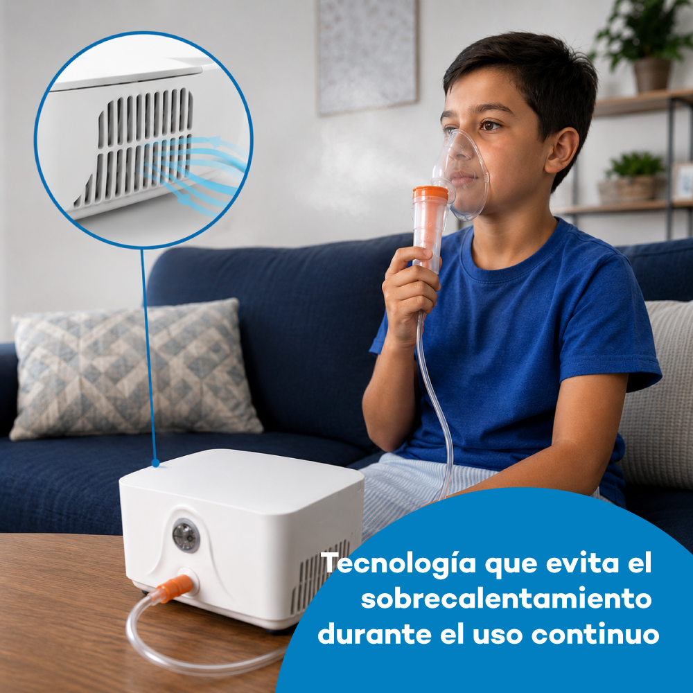 Nebulizador de compresión médica Lenz LT-N700 con tecnología para uso continuo sin sobrecalentamiento