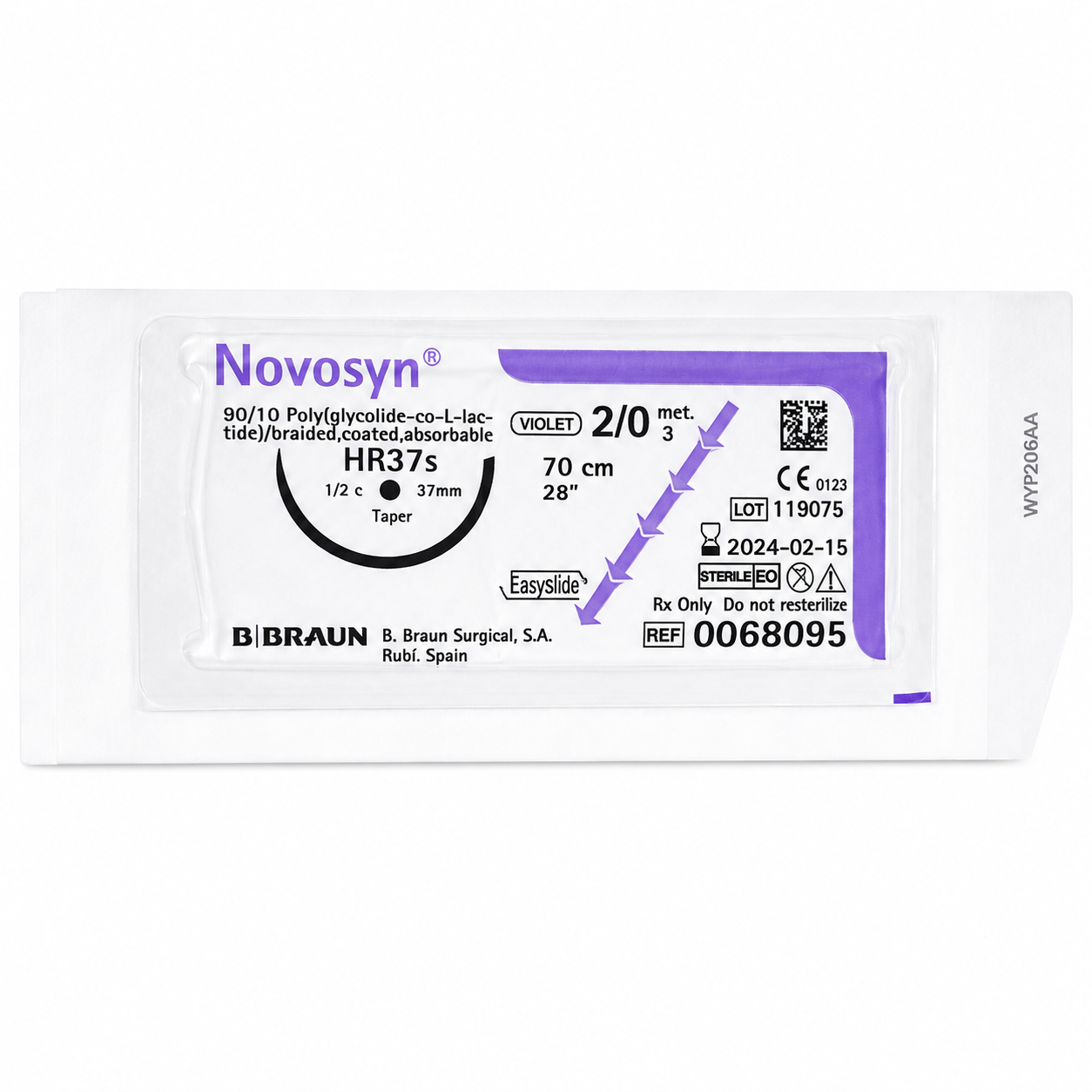 Sutura Novosyn Violeta 0 HR37S 70cm Absorbible B. Braun
