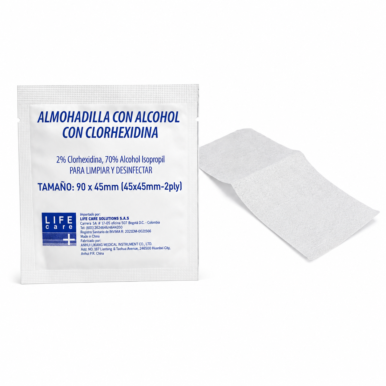 Paño Antiséptico Life Care 2% Clorhexidina 100 Und