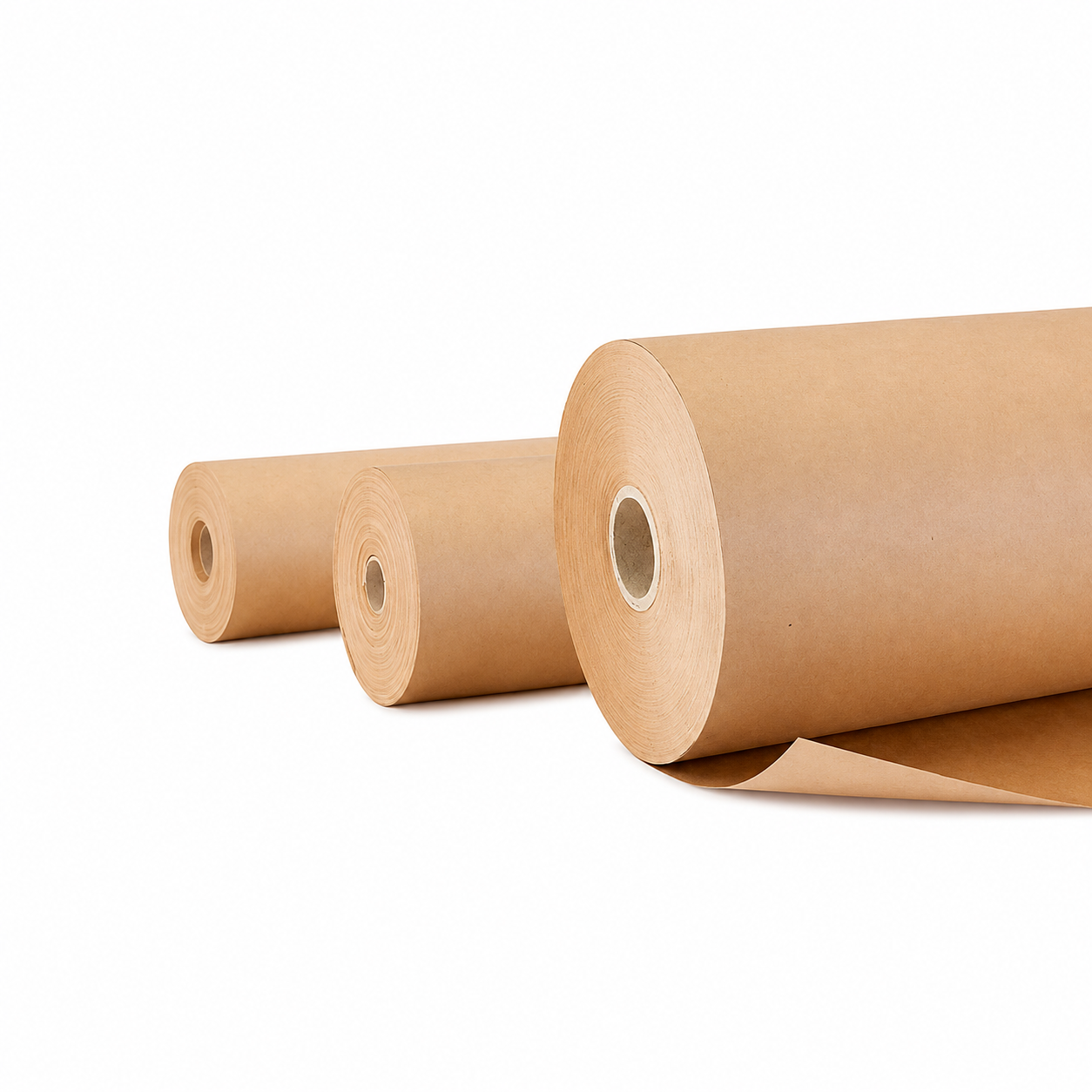 Rollo de papel Kraft 15 pulgadas x 130 metros color natural para uso médico e industrial.