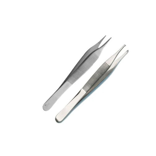 Pinza de disección Adson recta de 15 cm, marca Tontarra, fabricada en acero inoxidable, con acabado pulido y diseño ergonómico.