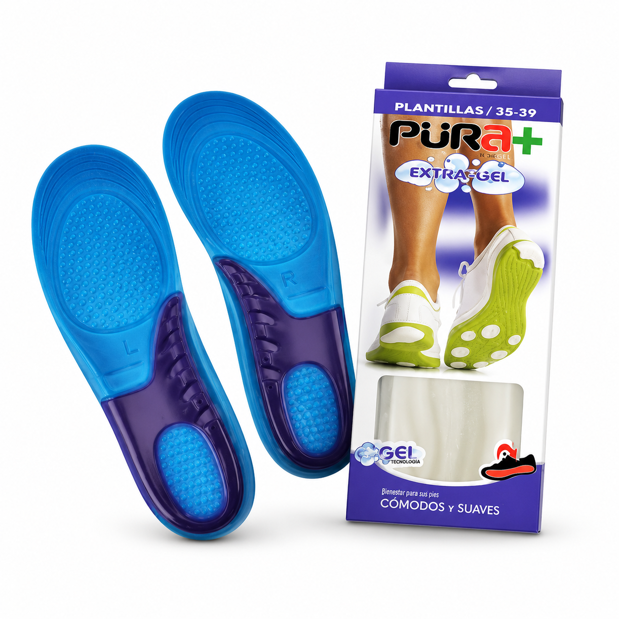 PURA+ Plantilla Silicona Talla 35-39 Azul/Gris Ref. 2594
