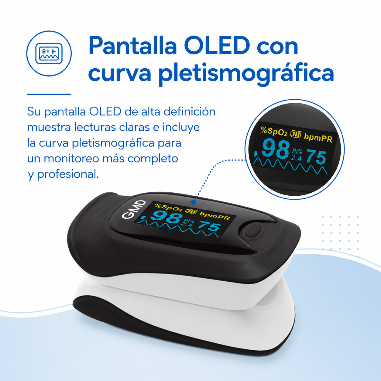 Pulsoximetro GMD PX-500D Con Curva, Precisión Médica