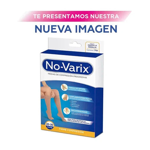 Rodillera Media No-Varix de la marca Firme, color beige, tamaño Medium, diseñada para soporte y compresión en la rodilla.