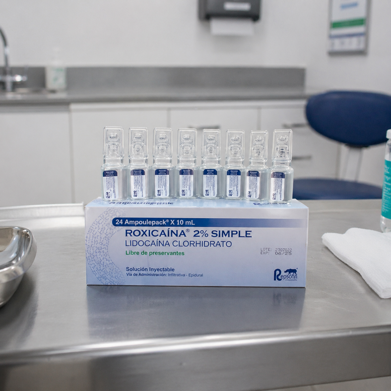 Roxicaina 2% simple lidocaína clorhidrato ampollas 24 x 10 ml solución inyectable en consultorio médico