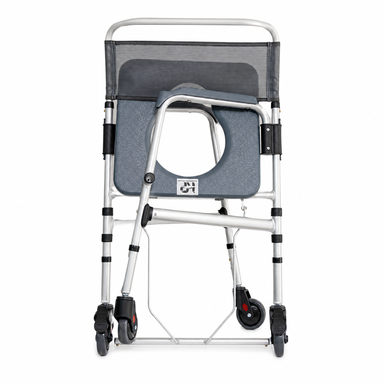Silla cómodo con ruedas en aluminio 44 cm Konfort Plus con asiento ergonómico y respaldo