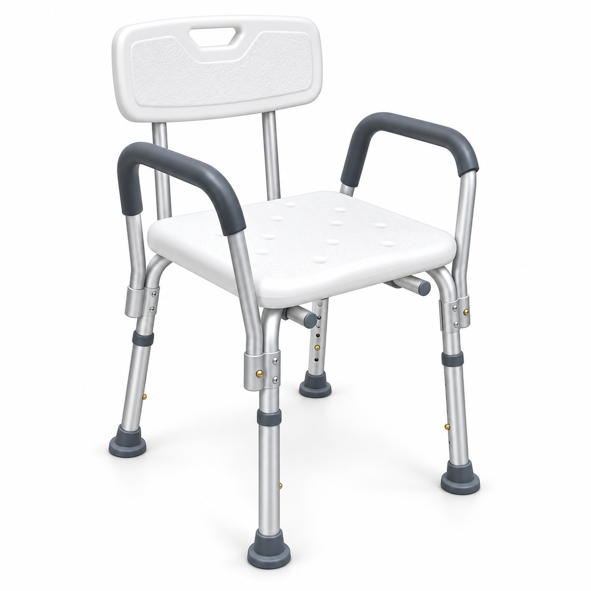 Silla de ducha Konfort Plus KP1-3520L con brazos para facilitar el baño y brindar mayor seguridad al usuario.