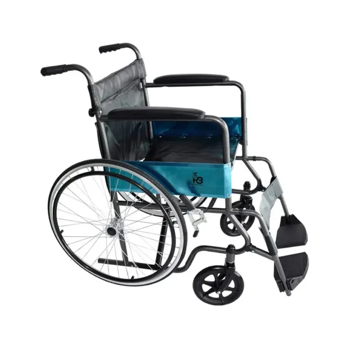 Silla de ruedas estándar 50 cm en acero color grafito KBE1462FF-M23-D para movilidad y uso clínico o domiciliario