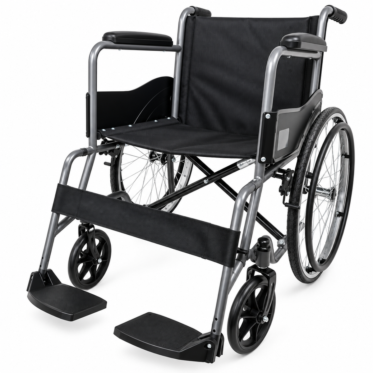 Silla de ruedas GMD referencia KBE-9110HC, plegable y ligera, diseñada para brindar movilidad, comodidad y facilidad de transporte.