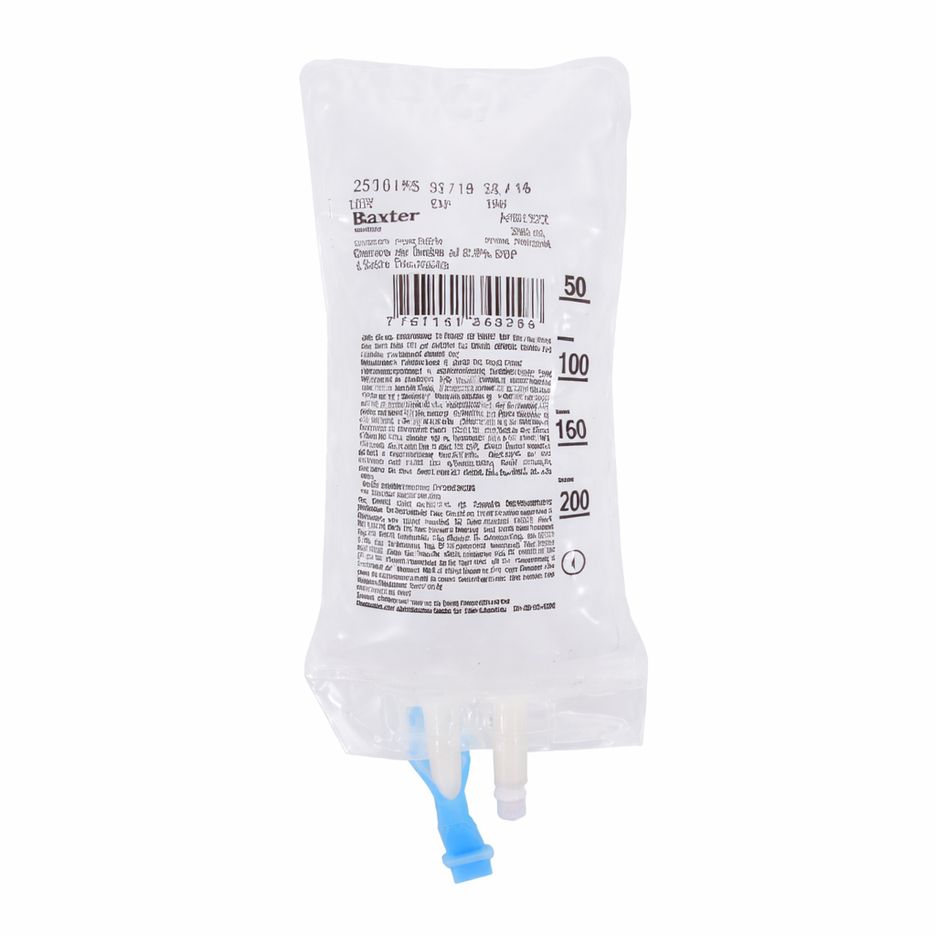 Solución salina normal 0.9% 250ml Baxter ARB1322 para uso médico intravenoso