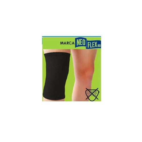 Soporte elástico para rodilla NEOFLEX KN-001-S en color negro, diseñado para brindar compresión y soporte durante actividades deportivas.
