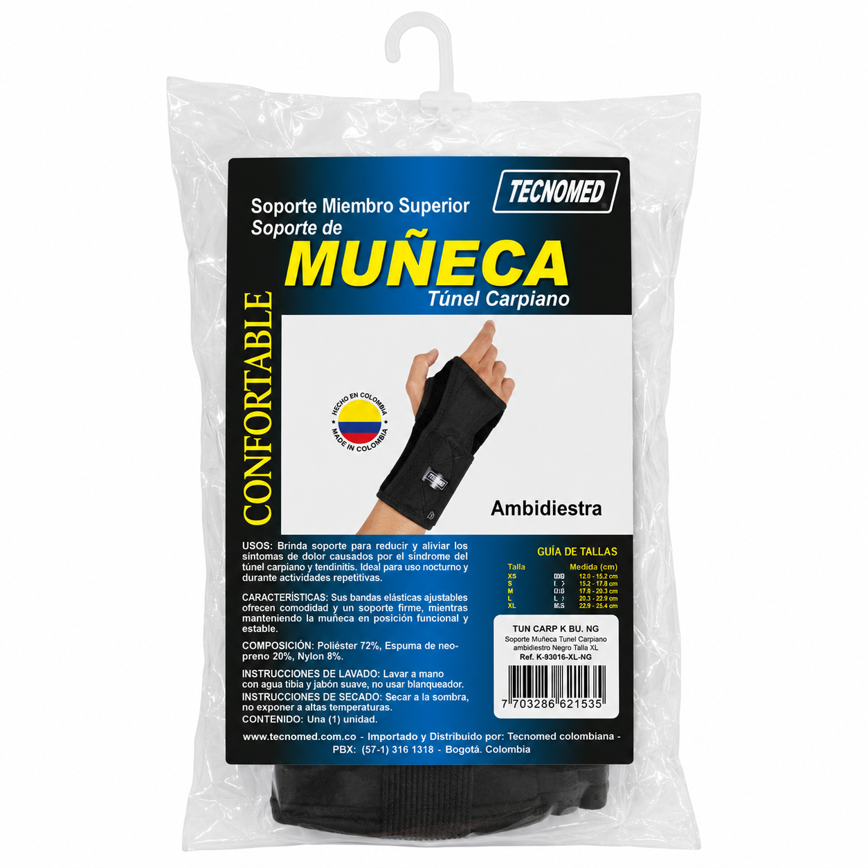 Kromia Soporte Muñeca Tunel Carpiano Ambidiestro Negro