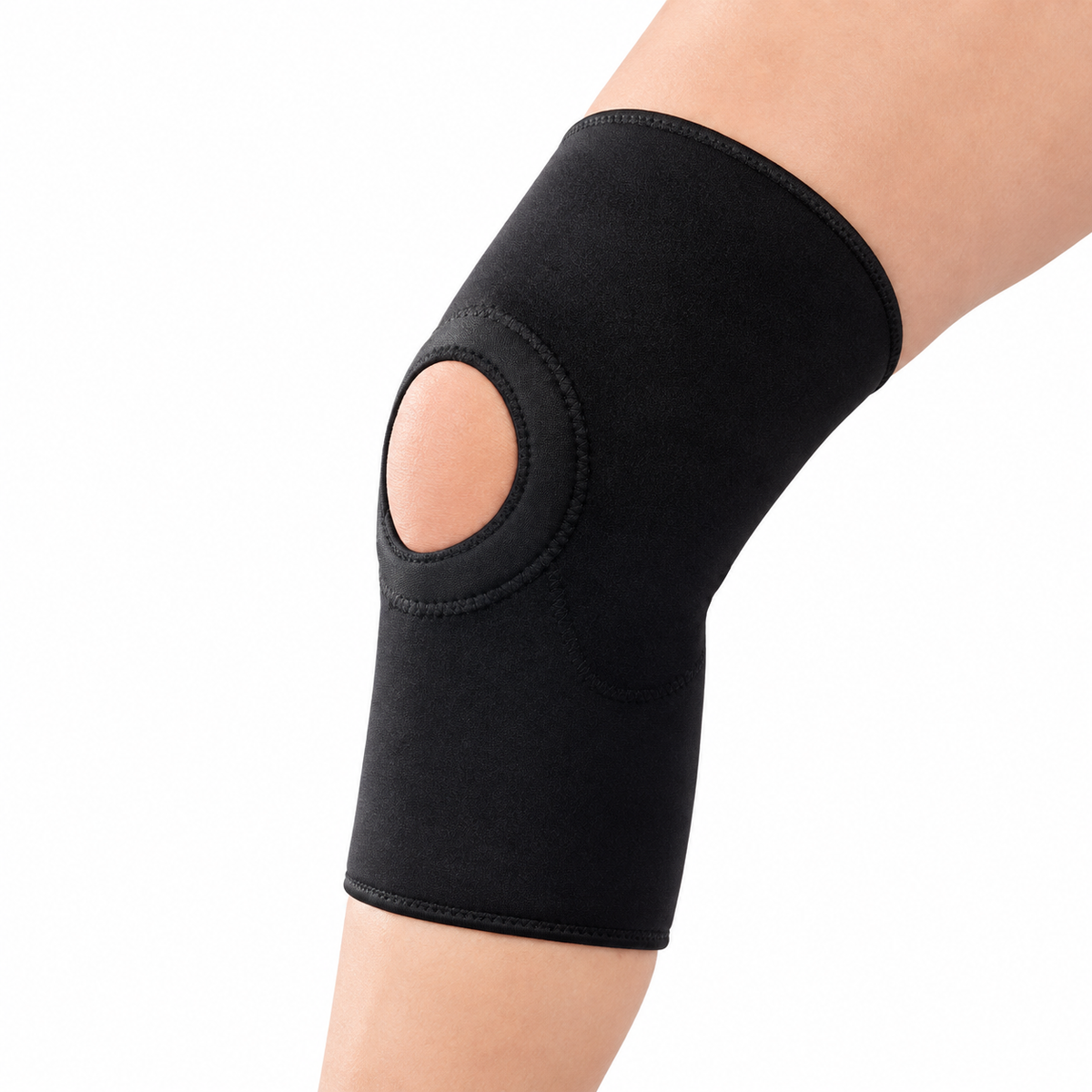 Soporte abierto para rodilla Kromia talla M color negro, diseñado para brindar compresión, estabilidad y soporte articular.