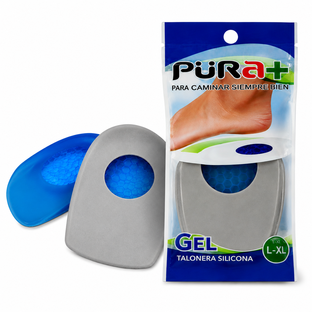 Talonera Silicona Gel L-XL Gris Azul Ref. 0170 PURA +